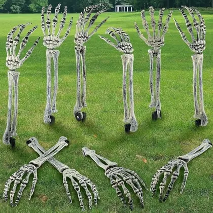 10 Skeleton Hand Yard Stakes