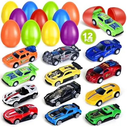 12 Easter Eggs Filled with Die-Cast Racing Cars
