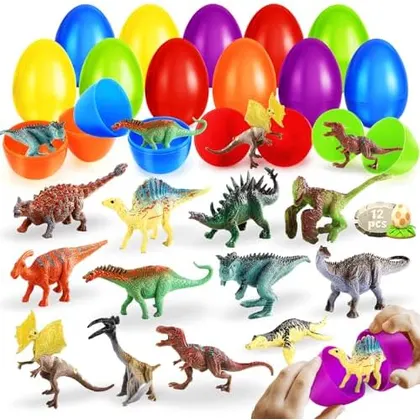 12 Easter Eggs Filled with Dinosaur Toys