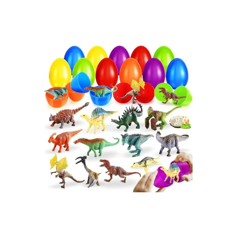 12 Easter Eggs Filled with Dinosaur Toys