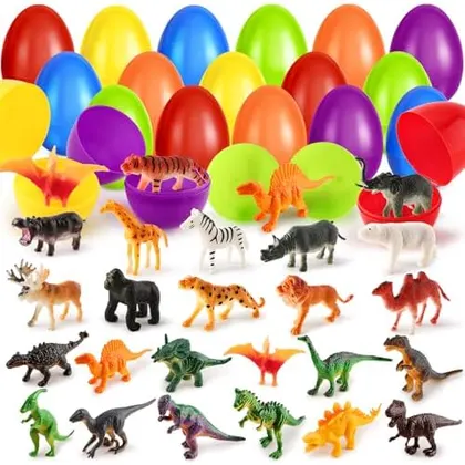 24 Easter Eggs Filled with Animal & Dinosaur Toys