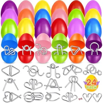 24 Easter Eggs Filled with Metal Brain Teasers