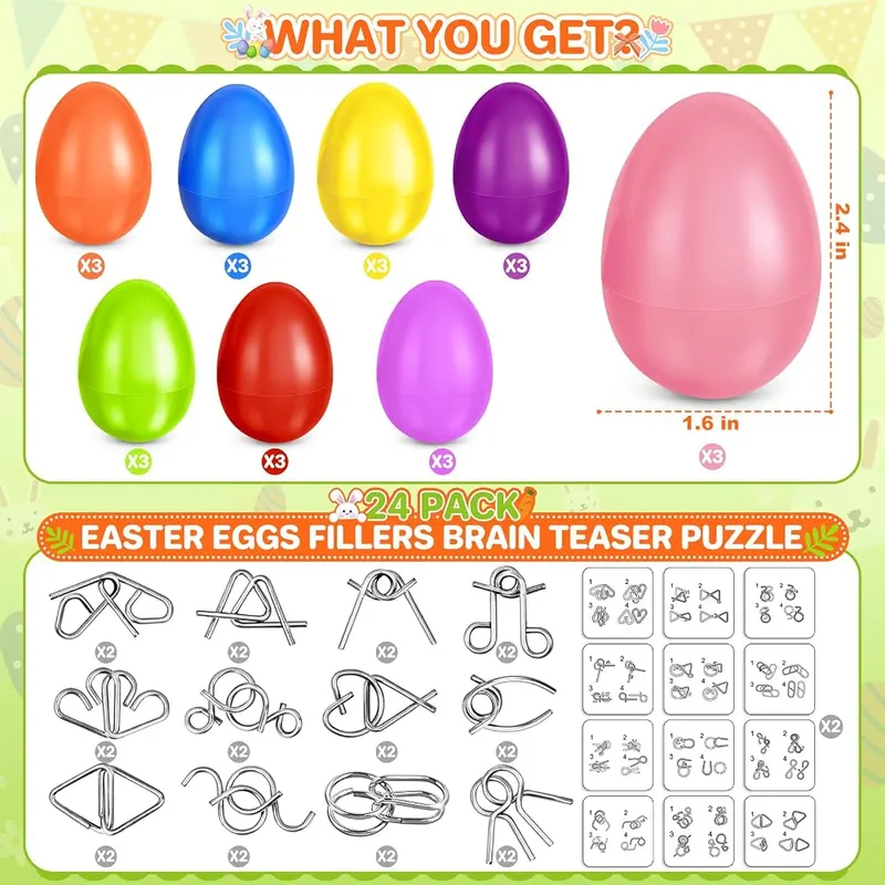 24 Easter Eggs Filled with Metal Brain Teasers, view 2