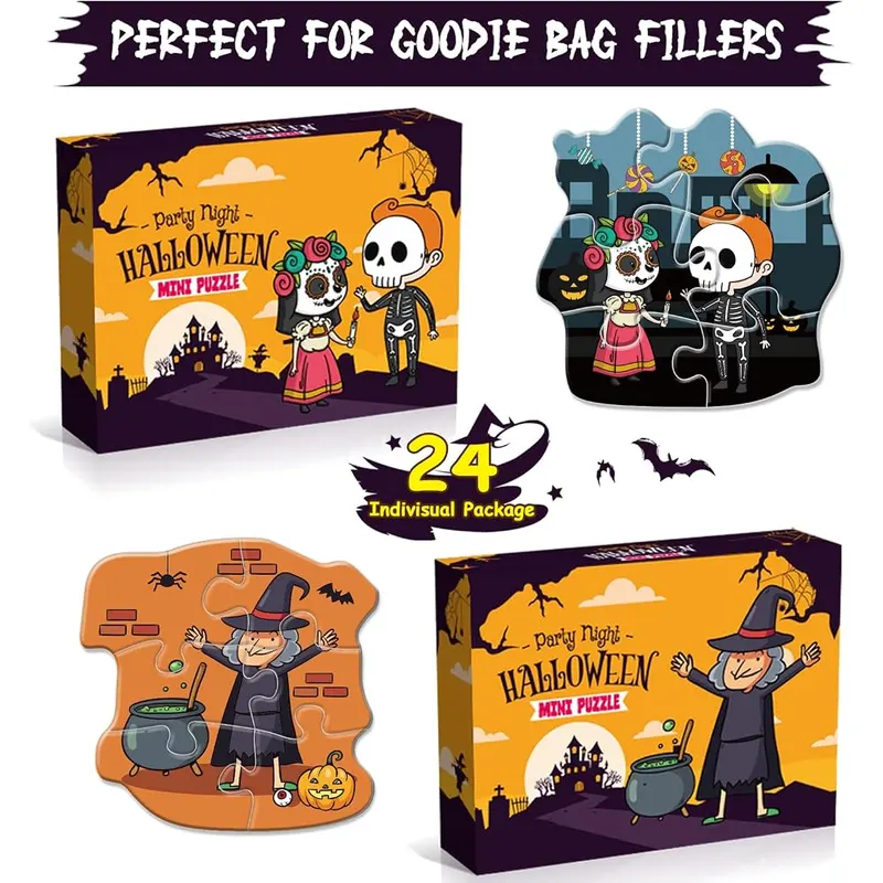 24 Halloween Mini Jigsaw Puzzles, view 2
