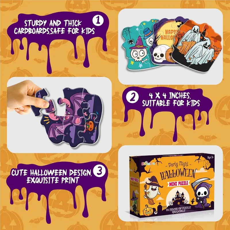 24 Halloween Mini Jigsaw Puzzles, view 3