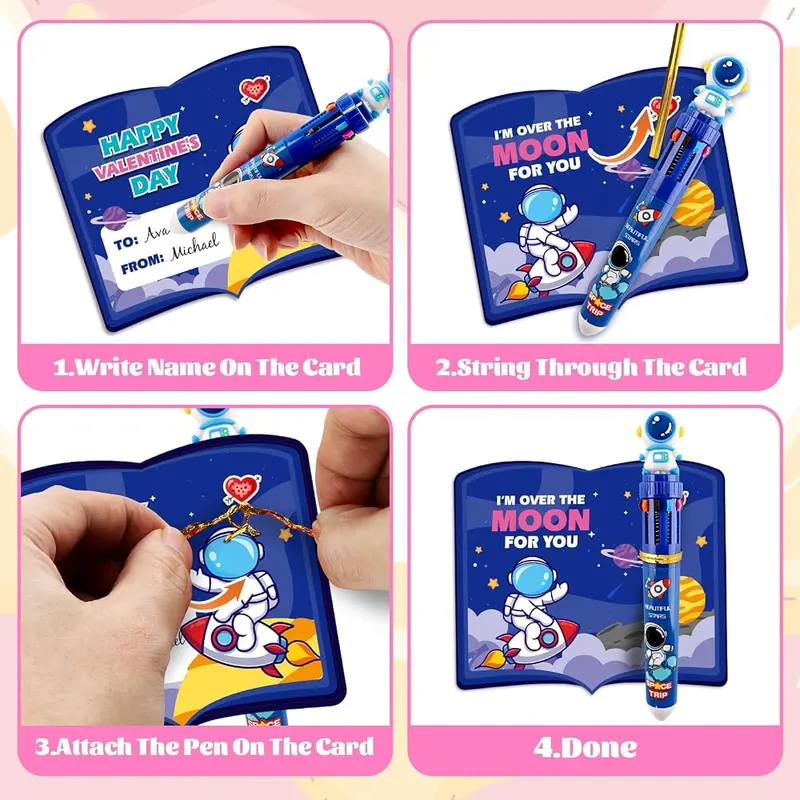 24 Valentine Cards with 10-Color Pens, view 3