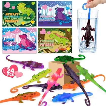 24 Valentine Cards with Color-Changing Lizards