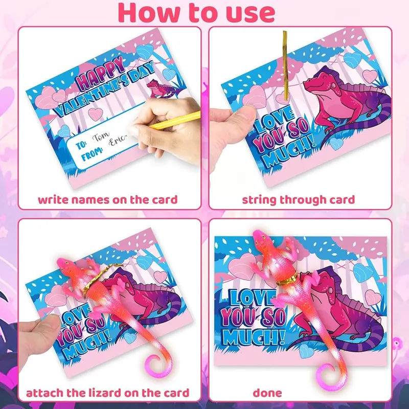 24 Valentine Cards with Color-Changing Lizards, view 3