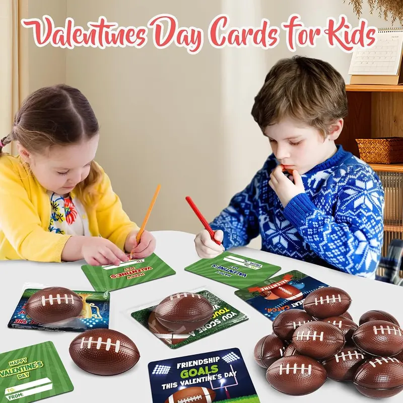 24 Valentine Cards with Foam Footballs, view 4