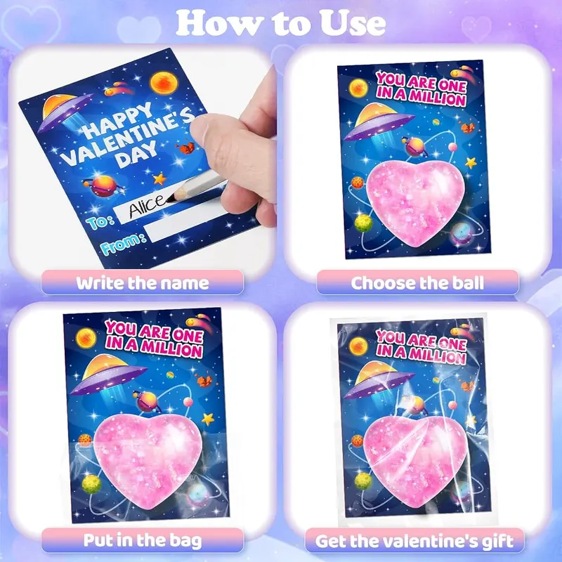 24 Valentine Cards with Heart Squeeze Balls, view 3