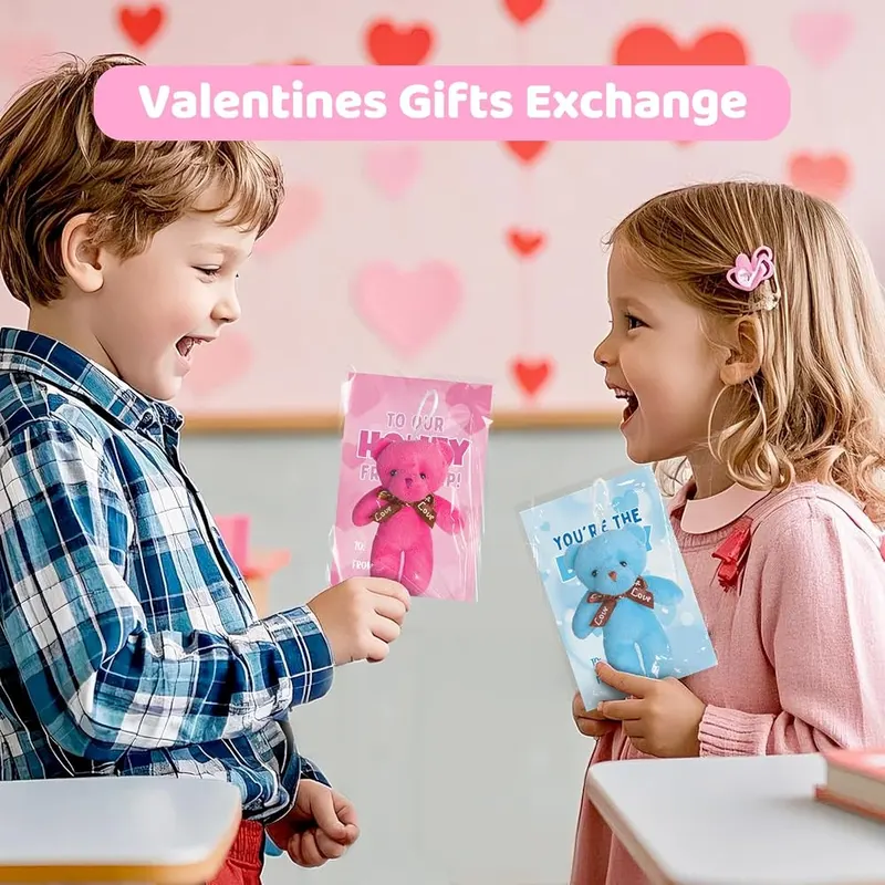 24 Valentine Cards with Mini Plush Bears, view 4