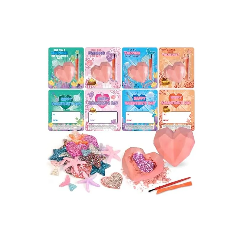 24 Valentine Cards with Plaster Dig Kits