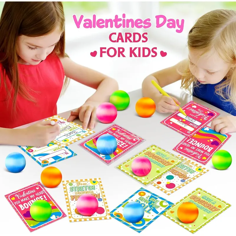 24 Valentine Cards with Rainbow Squeeze Balls, view 4