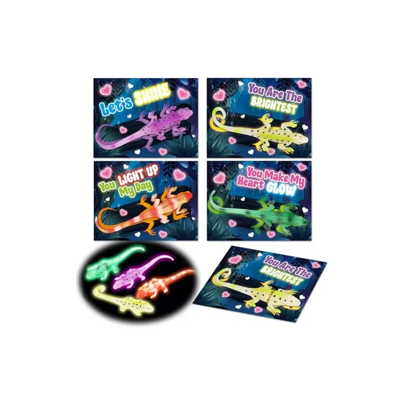 24 Valentine Cards with Toy Lizards