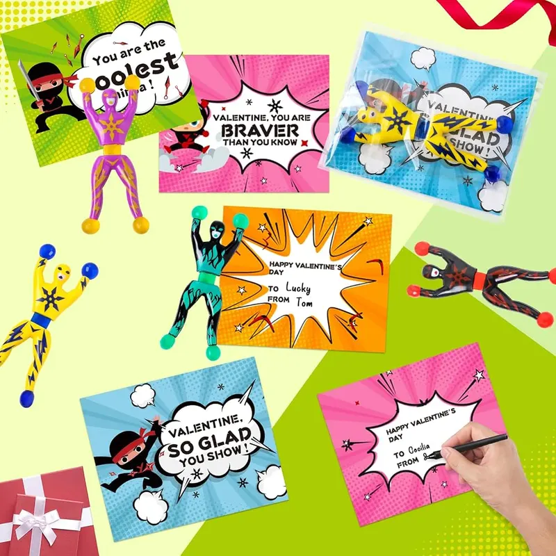 28 Valentine Cards with Wall-Climbing Ninjas, view 3