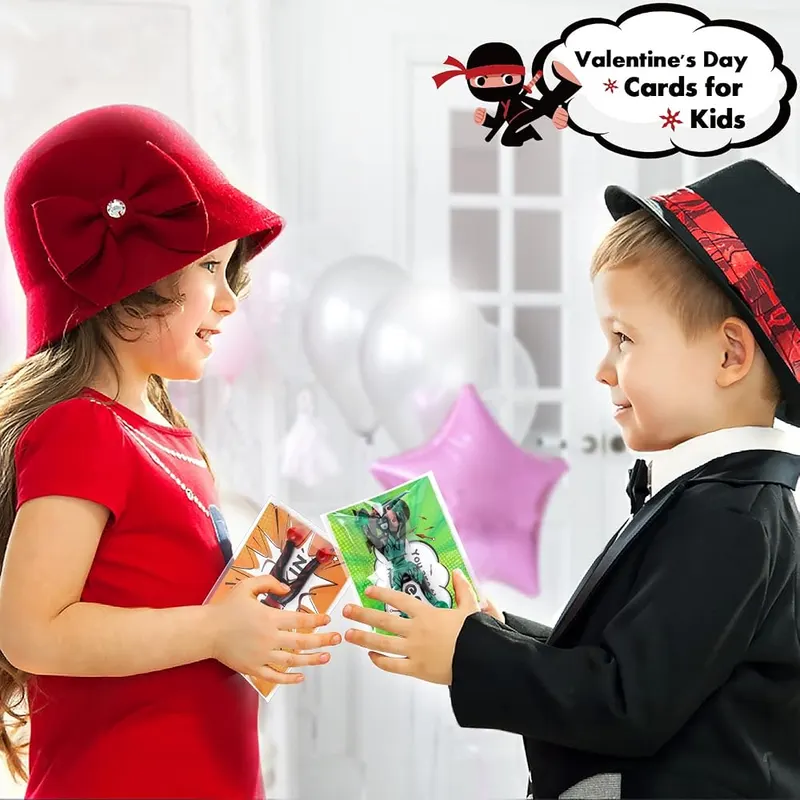28 Valentine Cards with Wall-Climbing Ninjas, view 4