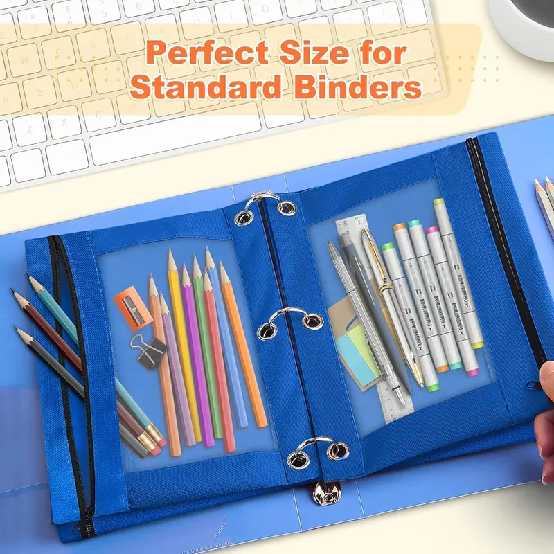 3-Ring Binder Pencil Pouch, Azure blue, view 3