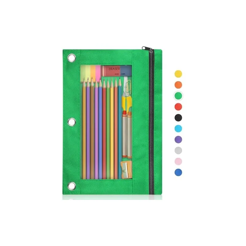 3-Ring Binder Pencil Pouch, Green