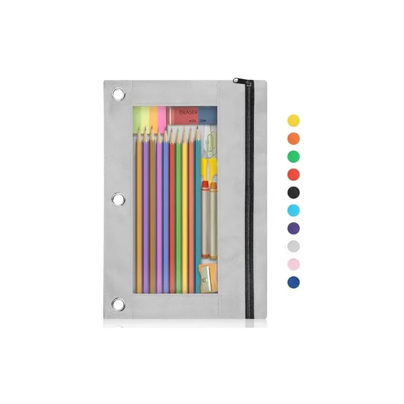 3-Ring Binder Pencil Pouch, Grey