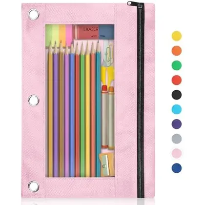 3-Ring Binder Pencil Pouch, Pink