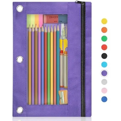 3-Ring Binder Pencil Pouch, Purple