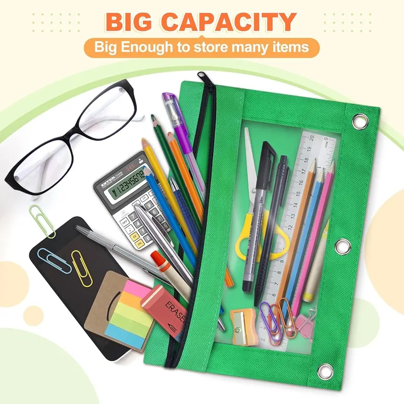 3-Ring Binder Pencil Pouch, Red, view 4