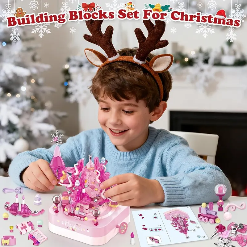 594-Piece Musical Christmas Tree Building Set, view 4