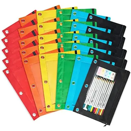 Binder Pencil Pouches in 6 Colors, 30 pack