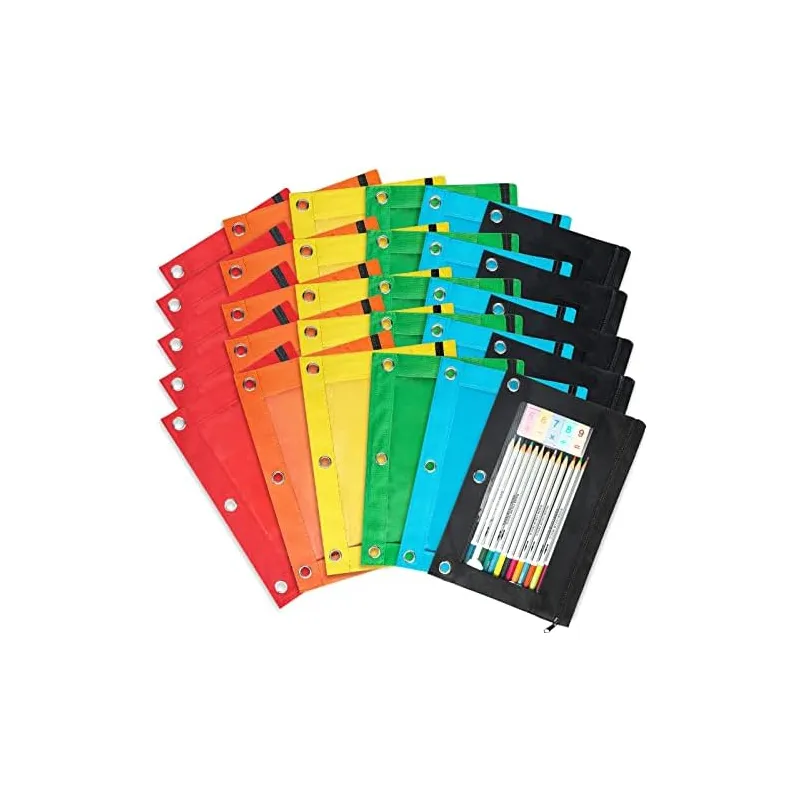 Binder Pencil Pouches in 6 Colors, 30 pack