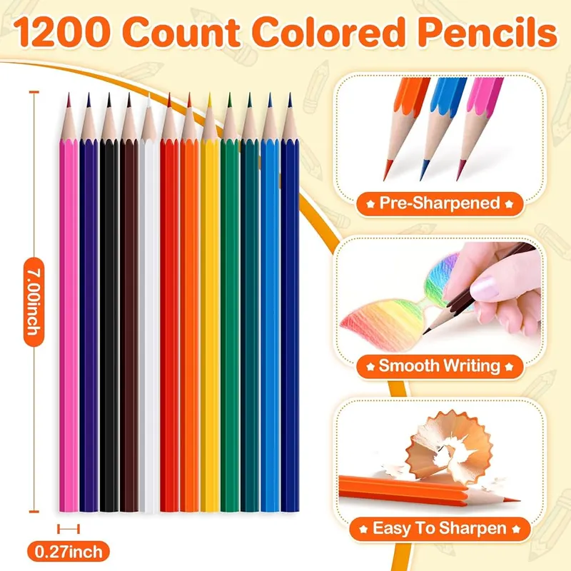 Bulk Colored Pencils for Classrooms, 1,200 pencils, view 3