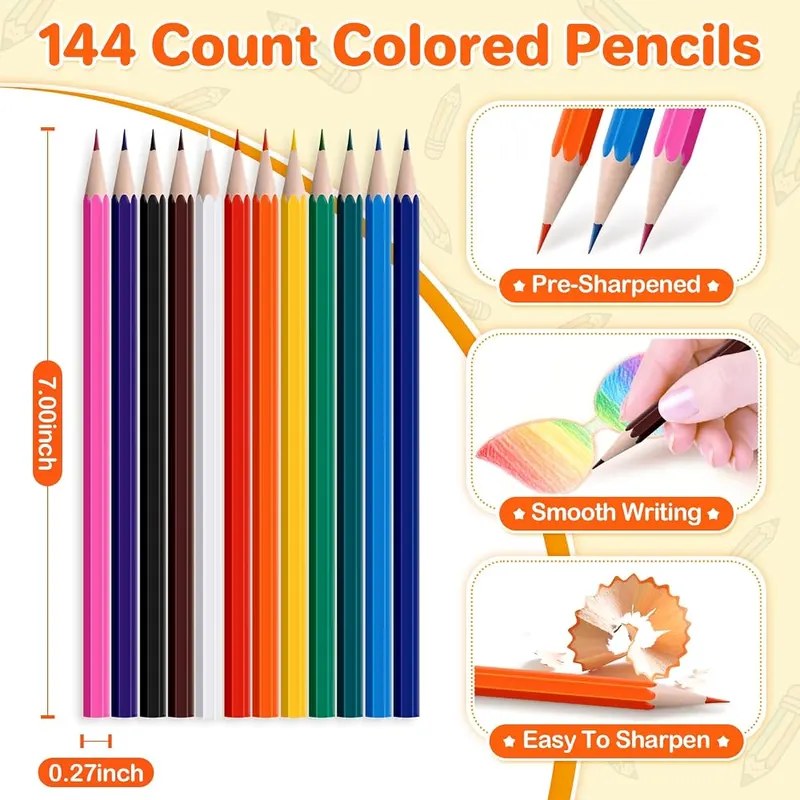Bulk Colored Pencils for Classrooms, 144 pencils, view 3