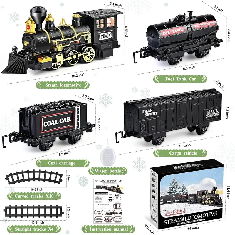 Christmas Steam Train Set, Carbon black, view 3