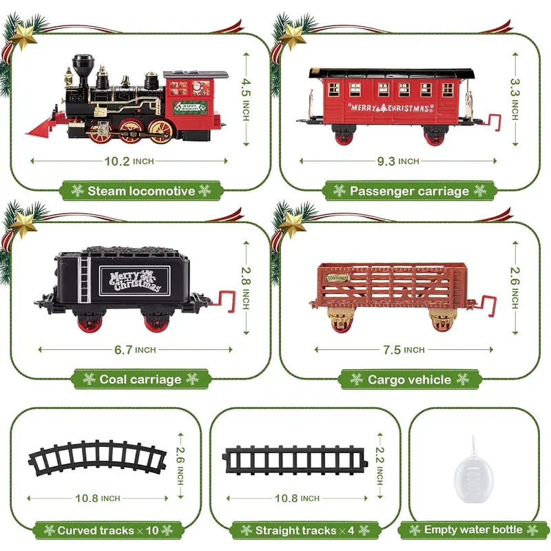 Christmas Steam Train Set, Red & black, view 2
