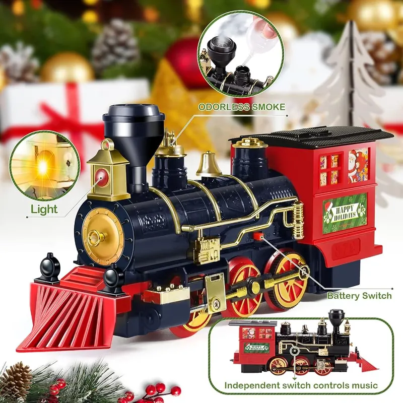 Christmas Steam Train Set, Red & black, view 3