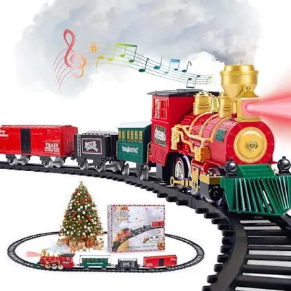 Christmas Steam Train Set, Red & gold