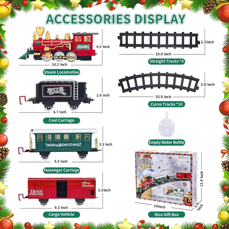 Christmas Steam Train Set, Red & gold, view 2