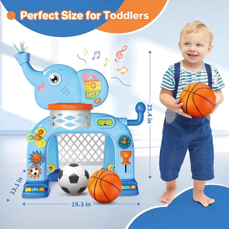 Elephant Basketball Hoop & Soccer Goal, Blue, view 2