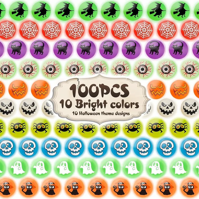 Glow-in-the-Dark Halloween Bouncy Balls, 100 balls, view 2