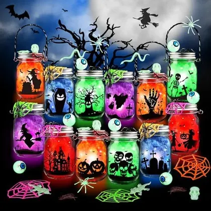 Halloween Lantern Jar Craft Kit, 12 jars