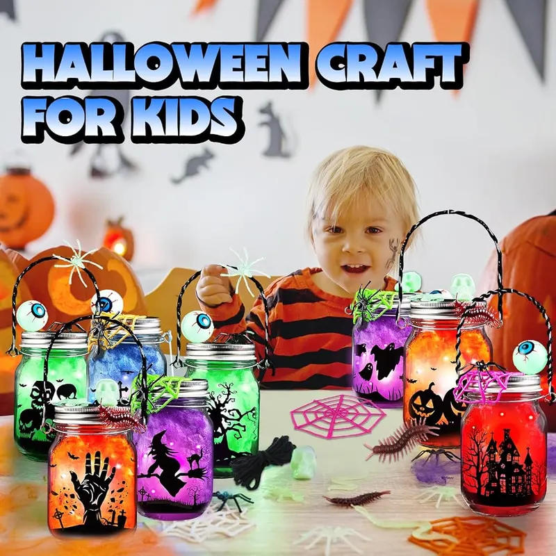 Halloween Lantern Jar Craft Kit, 12 jars, view 3