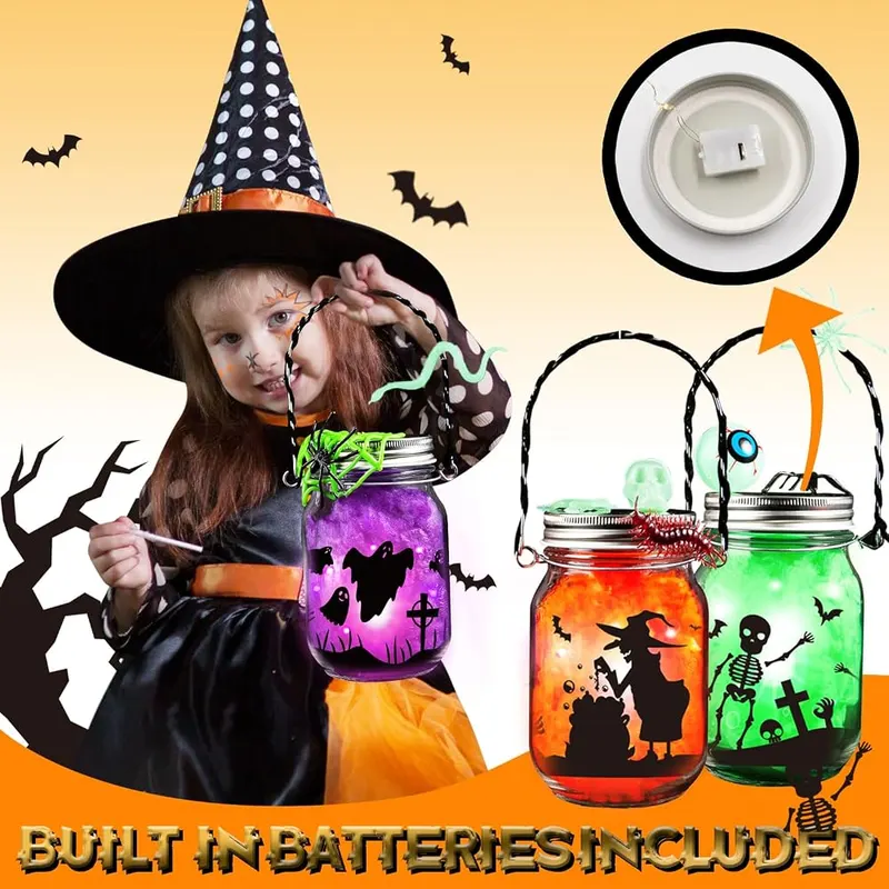 Halloween Lantern Jar Craft Kit, 12 jars, view 4