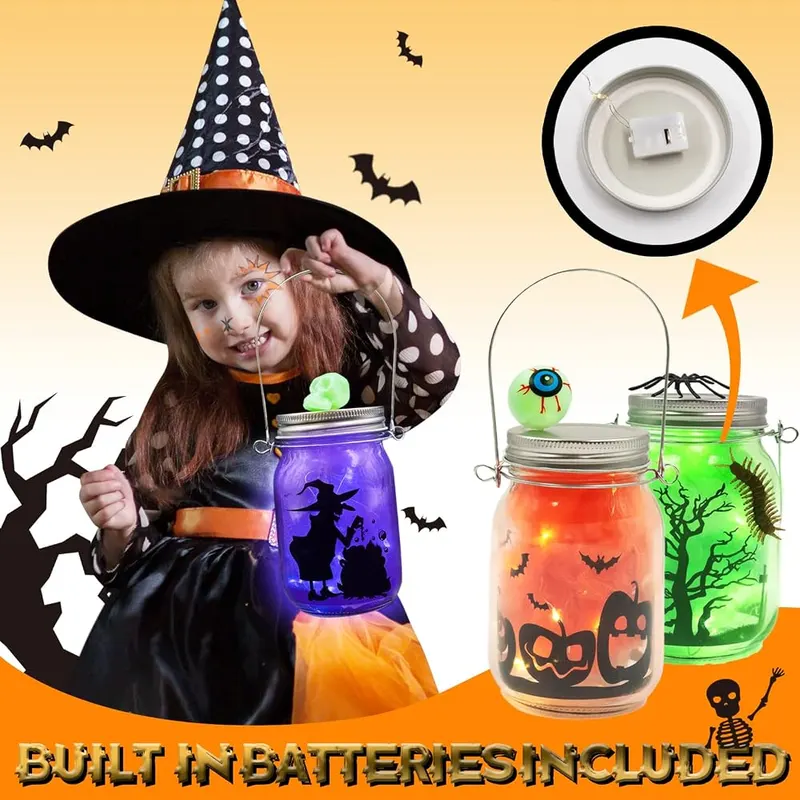 Halloween Lantern Jar Craft Kit, 4 jars, view 4