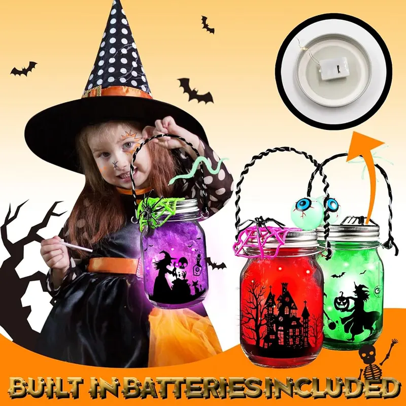 Halloween Lantern Jar Craft Kit, 6 jars, view 3
