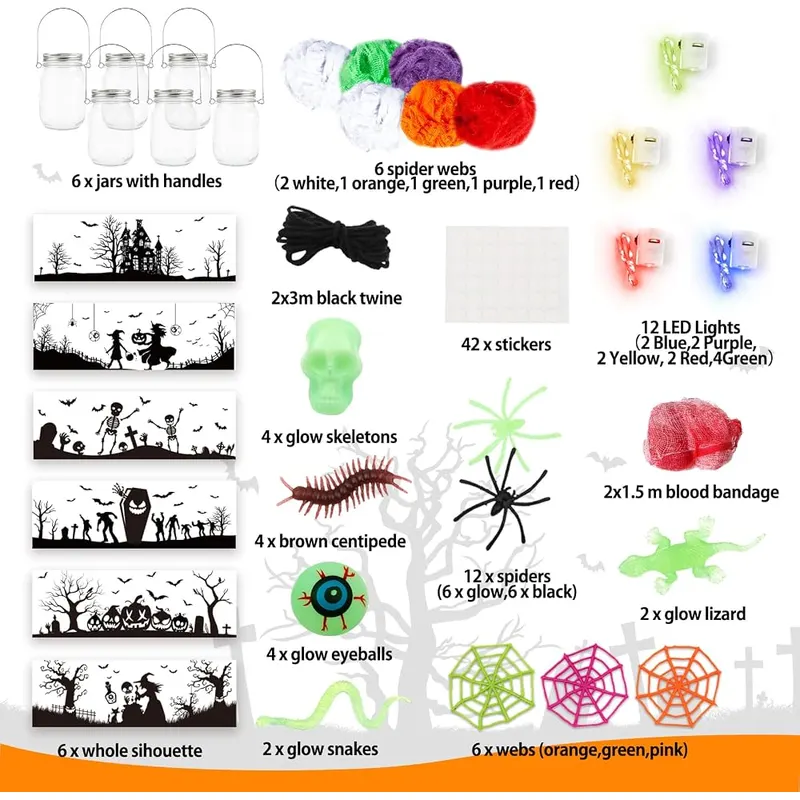 Halloween Lantern Jar Craft Kit, 6 jars, view 4