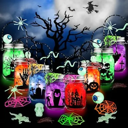 Halloween Lantern Jar Craft Kit, 8 jars