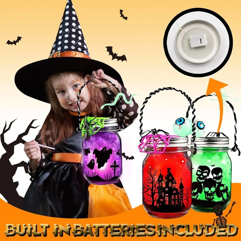 Halloween Lantern Jar Craft Kit, 8 jars, view 4