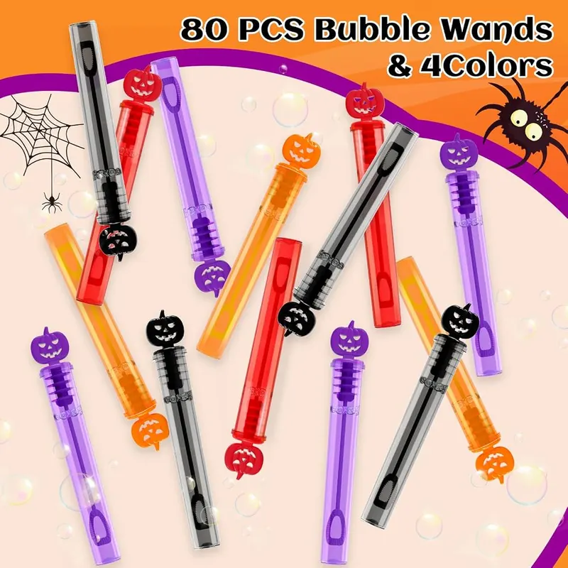 Halloween Pumpkin Mini Bubble Wands, 80 wands, view 4