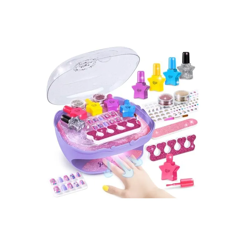 Kids Nail Polish Kit with Dryer, Purple