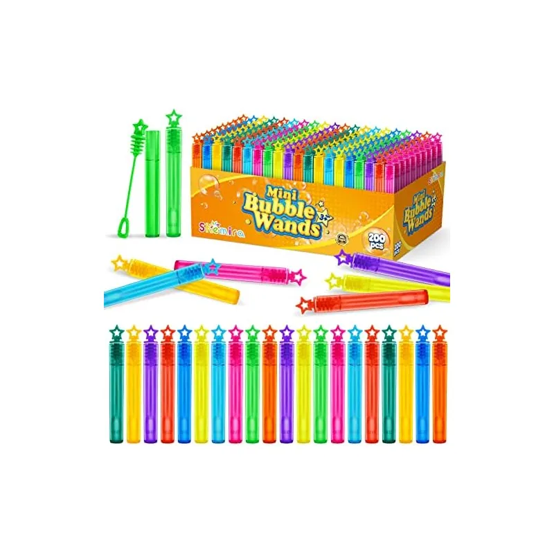 Mini Bubble Wands in 10 Colors, 200 wands