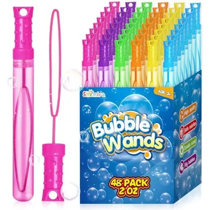 Neon Bubble Wands in 6 Colors, 48 pack